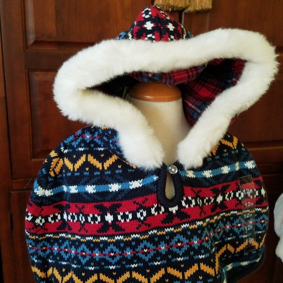 New Children's Place Girl's Knitted Winter Cape Poncho Size 3 - Picture 3 of 4